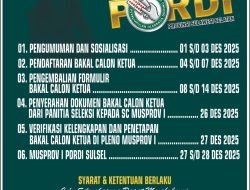 PORDI SULSEL Umumkan Tahapan Penjaringan Bacalon Ketua PORDI Sulsel