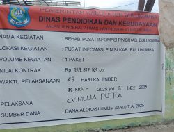 Setelah disoroti, Papan Proyek Rehabilitasi Pusat Informasi Pinisi Bulukumba Diperbaiki
